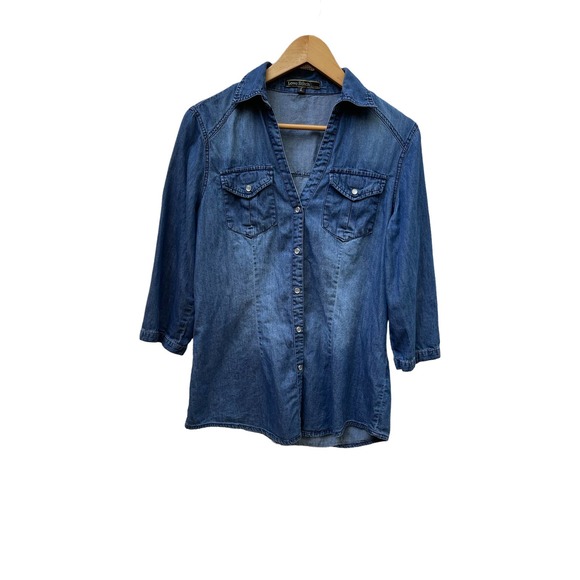 Love Stitch chambray denim shirt size Large - Picture 1 of 9
